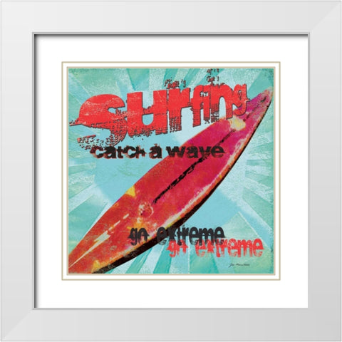 Surfing White Modern Wood Framed Art Print with Double Matting by Moulton, Jo