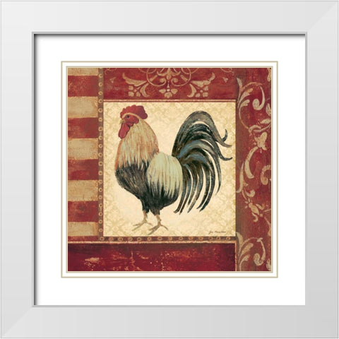Red Rooster III White Modern Wood Framed Art Print with Double Matting by Moulton, Jo