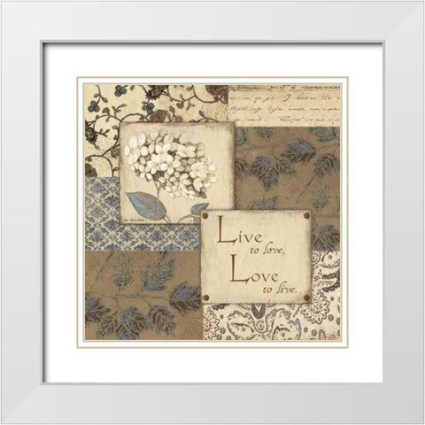 Live-Love White Modern Wood Framed Art Print with Double Matting by Moulton, Jo