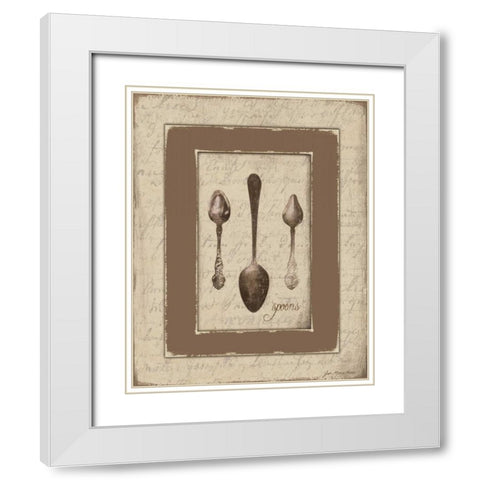 Spoons White Modern Wood Framed Art Print with Double Matting by Moulton, Jo