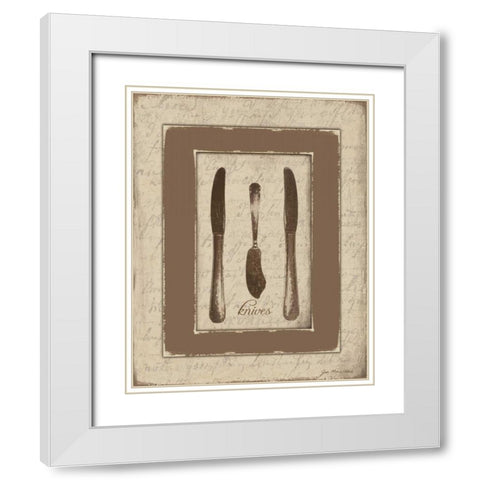 Knives White Modern Wood Framed Art Print with Double Matting by Moulton, Jo