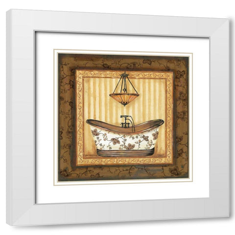 Copper Paisley Bath I White Modern Wood Framed Art Print with Double Matting by Moulton, Jo