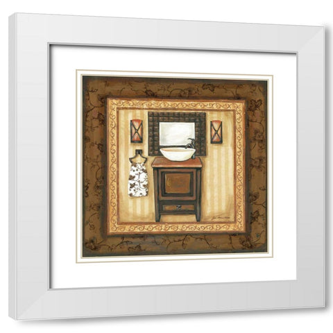 Copper Paisley Bath II White Modern Wood Framed Art Print with Double Matting by Moulton, Jo