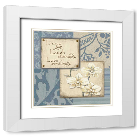 Live Laugh Love White Modern Wood Framed Art Print with Double Matting by Moulton, Jo