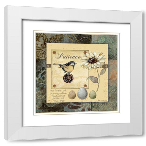 Patience White Modern Wood Framed Art Print with Double Matting by Moulton, Jo