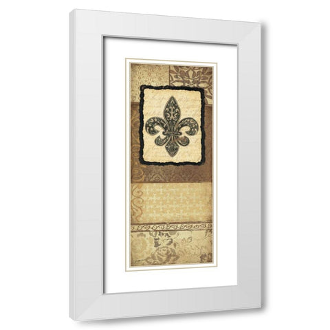 Fleur De Lis II White Modern Wood Framed Art Print with Double Matting by Moulton, Jo