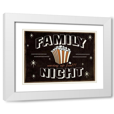 Familly Night White Modern Wood Framed Art Print with Double Matting by Moulton, Jo