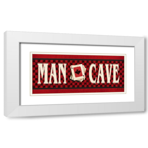 Man Cave - Red White Modern Wood Framed Art Print with Double Matting by Moulton, Jo