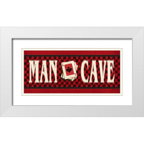 Man Cave - Red White Modern Wood Framed Art Print with Double Matting by Moulton, Jo