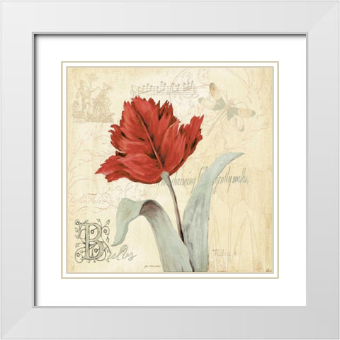 Tulip Gem II White Modern Wood Framed Art Print with Double Matting by Moulton, Jo