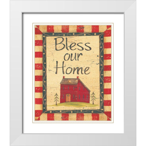 Bless Our Home White Modern Wood Framed Art Print with Double Matting by Moulton, Jo