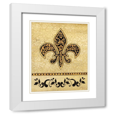 Fleur De Lis I White Modern Wood Framed Art Print with Double Matting by Moulton, Jo