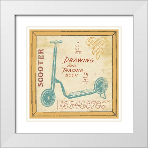 Vintage Scooter White Modern Wood Framed Art Print with Double Matting by Moulton, Jo