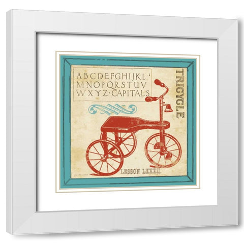 Vintage Tricycle White Modern Wood Framed Art Print with Double Matting by Moulton, Jo