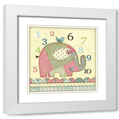 Number Elephant White Modern Wood Framed Art Print with Double Matting by Moulton, Jo