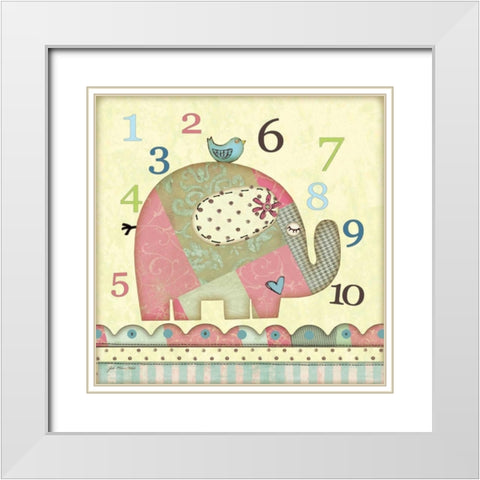 Number Elephant White Modern Wood Framed Art Print with Double Matting by Moulton, Jo