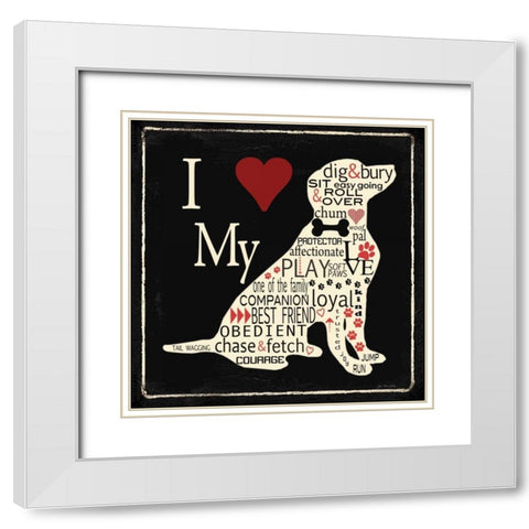 I Love My Dog - Lab White Modern Wood Framed Art Print with Double Matting by Moulton, Jo