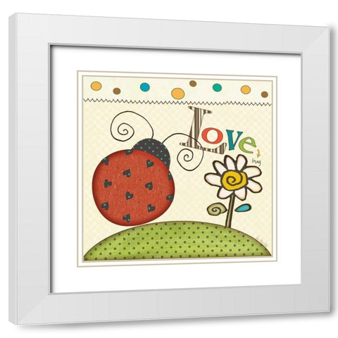 Love Bug White Modern Wood Framed Art Print with Double Matting by Moulton, Jo