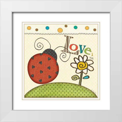 Love Bug White Modern Wood Framed Art Print with Double Matting by Moulton, Jo