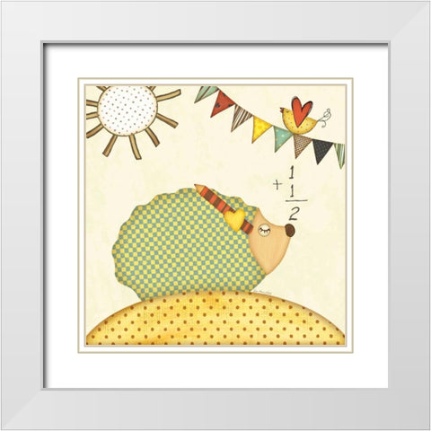 Hedgehog Math White Modern Wood Framed Art Print with Double Matting by Moulton, Jo