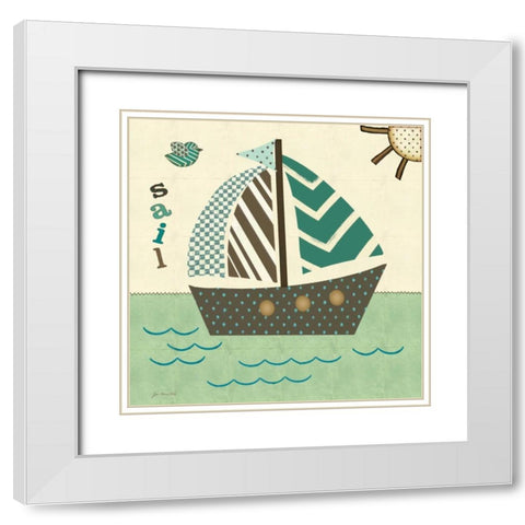 Sails West White Modern Wood Framed Art Print with Double Matting by Moulton, Jo