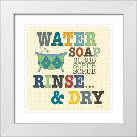 Bath White Modern Wood Framed Art Print with Double Matting by Moulton, Jo