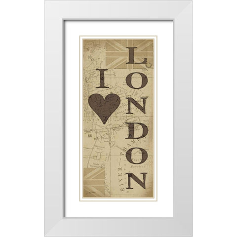 I Love London White Modern Wood Framed Art Print with Double Matting by Moulton, Jo