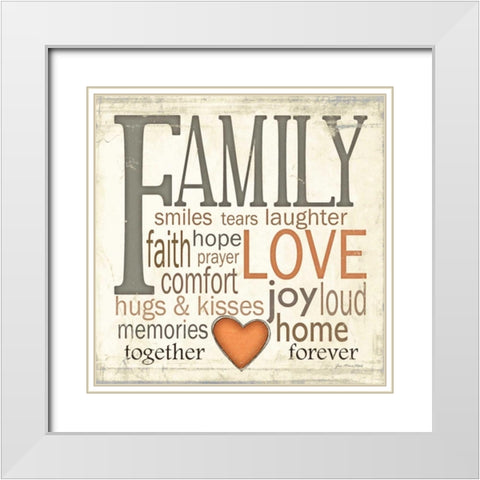 Family Typography White Modern Wood Framed Art Print with Double Matting by Moulton, Jo