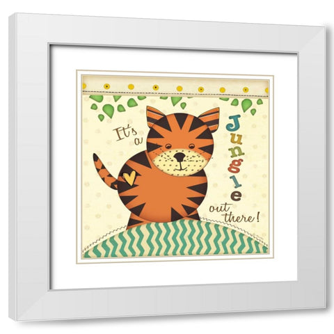 Jungle Tiger White Modern Wood Framed Art Print with Double Matting by Moulton, Jo