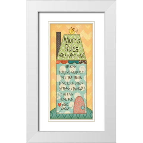 Moms Rules White Modern Wood Framed Art Print with Double Matting by Moulton, Jo