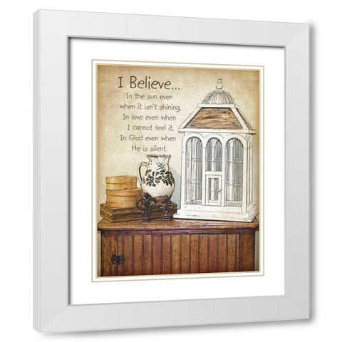 I Believe White Modern Wood Framed Art Print with Double Matting by Moulton, Jo