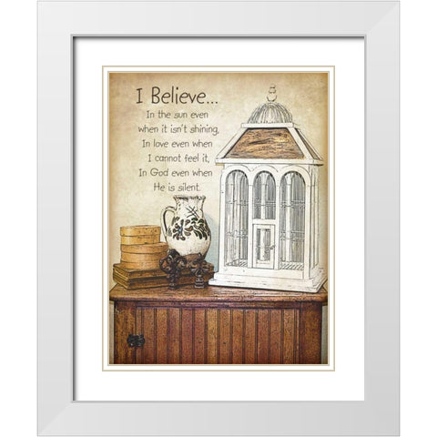 I Believe White Modern Wood Framed Art Print with Double Matting by Moulton, Jo