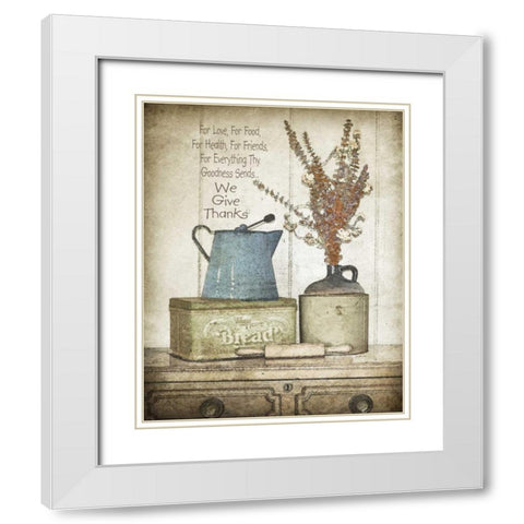 We Give Thanks White Modern Wood Framed Art Print with Double Matting by Moulton, Jo