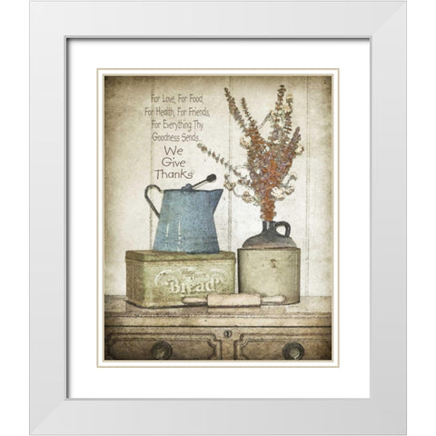 We Give Thanks White Modern Wood Framed Art Print with Double Matting by Moulton, Jo