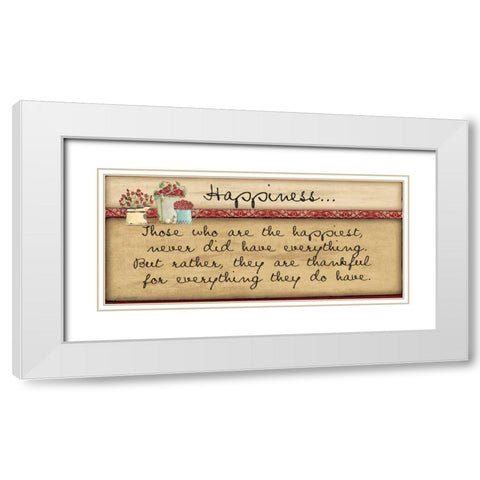 Happiness - Blue White Modern Wood Framed Art Print with Double Matting by Moulton, Jo