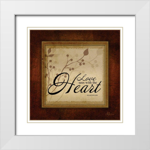 Love See With the Heart White Modern Wood Framed Art Print with Double Matting by Pugh, Jennifer