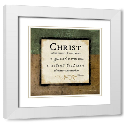 Christ is the Center of Our Home White Modern Wood Framed Art Print with Double Matting by Pugh, Jennifer