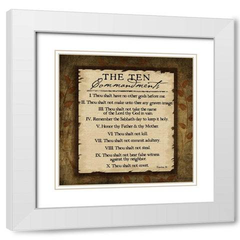 The Ten Commandments White Modern Wood Framed Art Print with Double Matting by Pugh, Jennifer