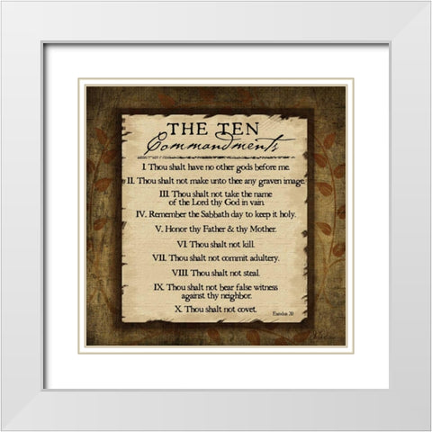 The Ten Commandments White Modern Wood Framed Art Print with Double Matting by Pugh, Jennifer