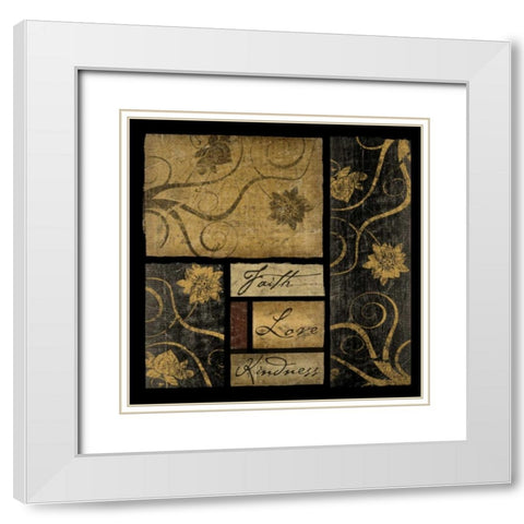 Faith Love Kindness White Modern Wood Framed Art Print with Double Matting by Pugh, Jennifer