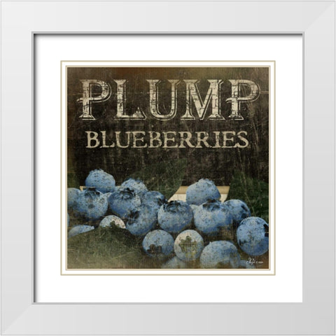 Plump Blueberries White Modern Wood Framed Art Print with Double Matting by Pugh, Jennifer