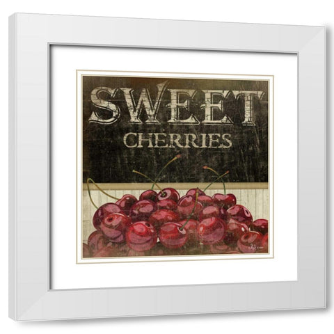 Sweet Cherries White Modern Wood Framed Art Print with Double Matting by Pugh, Jennifer