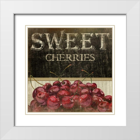 Sweet Cherries White Modern Wood Framed Art Print with Double Matting by Pugh, Jennifer