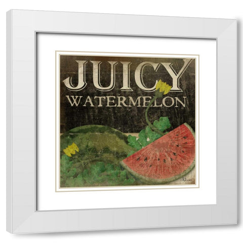 Juicy Watermelon White Modern Wood Framed Art Print with Double Matting by Pugh, Jennifer