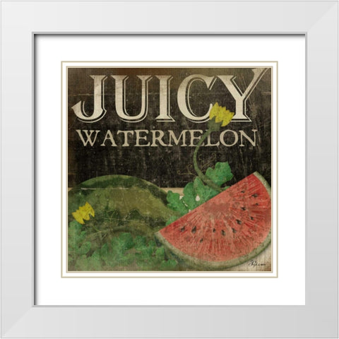 Juicy Watermelon White Modern Wood Framed Art Print with Double Matting by Pugh, Jennifer