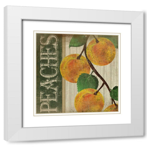 Peaches White Modern Wood Framed Art Print with Double Matting by Pugh, Jennifer