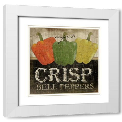 Crisp Bell Peppers White Modern Wood Framed Art Print with Double Matting by Pugh, Jennifer