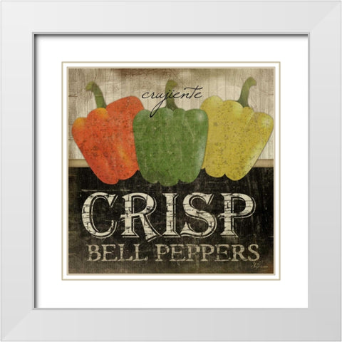 Crisp Bell Peppers White Modern Wood Framed Art Print with Double Matting by Pugh, Jennifer