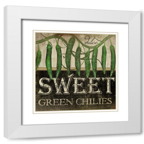 Sweet Green Chilies White Modern Wood Framed Art Print with Double Matting by Pugh, Jennifer