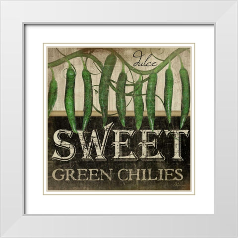 Sweet Green Chilies White Modern Wood Framed Art Print with Double Matting by Pugh, Jennifer